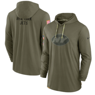 Men's New York Jets 2022 Olive Salute To Service Tonal Pullover Hoodie