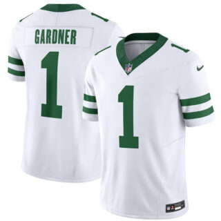 Men's New York Jets #1 Ahmad Sauce Gardner White 2023 F.U.S.E. Vapor Limited Throwback Stitched Football Jersey