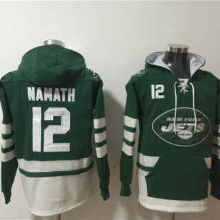Men's New York Jets #12 Joe Namath Green Ageless Must-Have Lace-Up Pullover Hoodie