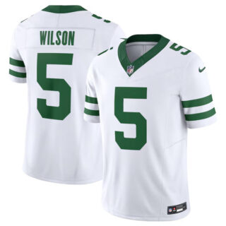 Men's New York Jets #5 Garrett Wilson White 2024 F.U.S.E. Vapor Limited Stitched Jersey