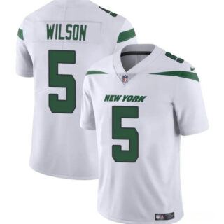 Men's New York Jets #5 Garrett Wilson White Vapor Untouchable Limited Stitched Jersey