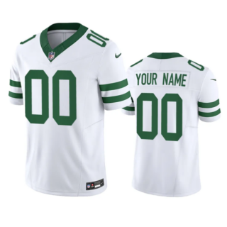 Men's New York Jets Custom White 2023 F.U.S.E. Vapor Limited Throwback Stitched Football Jersey