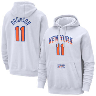 Men's New York Knicks #11 Jalen Brunson White 2024 25 City Edition Essential Club Pullover Hoodie