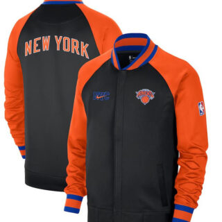 Men's New York Knicks Black Orange 2022 23 City Edition Full-Zip Jacket