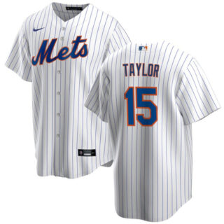 Men's New York Mets #15 Tyrone Taylor White Cool Base Stitched Baseball Jersey