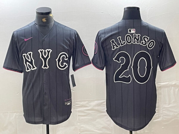 Men's New York Mets #20 Pete Alonso Graphite 2024 City Connect Limited Stitched Baseball Jersey