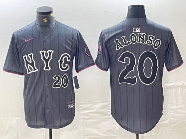 Men's New York Mets #20 Pete Alonso Graphite 2024 City Connect Limited Stitched Baseball Jersey