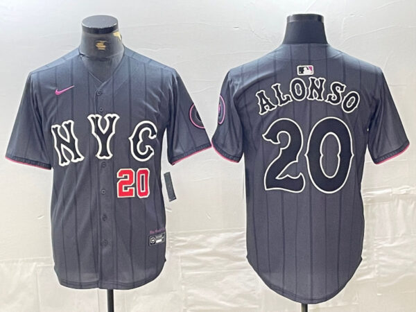 Men's New York Mets #20 Pete Alonso Graphite 2024 City Connect Limited Stitched Baseball Jersey