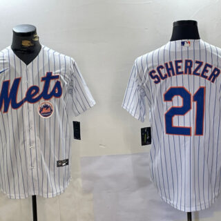 Men's New York Mets #21 Max Scherzer White Cool Base Stitched Baseball Jerseys