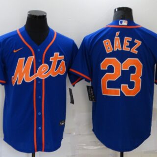 Men's New York Mets #23 Javier Baez Blue Stitched MLB Cool Base Nike Jersey