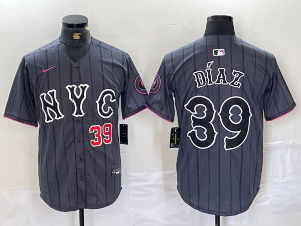 Men's New York Mets #39 Edwin Díaz Graphite 2024 City Connect Limited Stitched Baseball Jersey