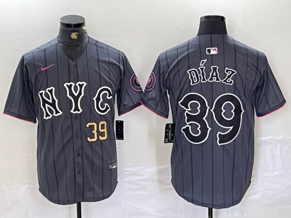 Men's New York Mets #39 Edwin Díaz Graphite 2024 City Connect Limited Stitched Baseball Jersey