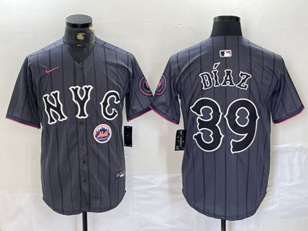 Men's New York Mets #39 Edwin Díaz Graphite 2024 City Connect Limited Stitched Baseball Jersey