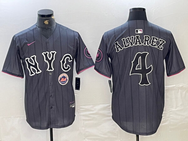 Men's New York Mets #4 Francisco Alvarez Graphite 2024 City Connect Limited Stitched Baseball Jersey