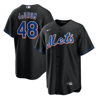 Men's New York Mets #48 Jacob DeGrom 2022 Black Cool Base Stitched Baseball Jersey