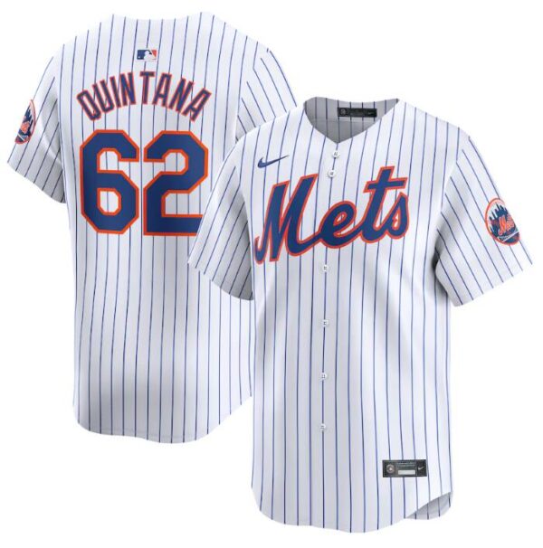 Men's New York Mets #62 Jose Quintana White 2024 Home Limited Stitched Baseball Jersey