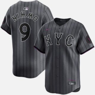 Men's New York Mets #9 Brandon Nimmo Graphite 2024 City Connect Limited Stitched Baseball Jersey