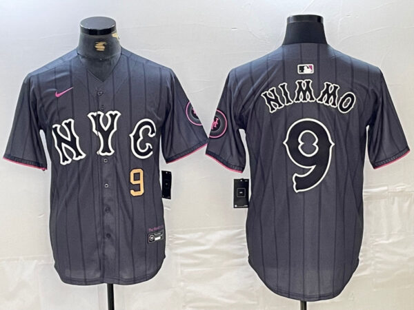 Men's New York Mets #9 Brandon Nimmo Graphite 2024 City Connect Limited Stitched Baseball Jersey