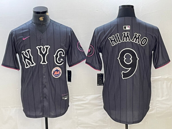 Men's New York Mets #9 Brandon Nimmo Graphite 2024 City Connect Limited Stitched Baseball Jersey
