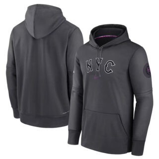 Men's New York Mets Charcoal 2024 City Connect Practice Performance Pullover Hoodie
