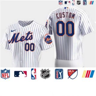 Men's New York Mets Custom Nike White Flexbase Jersey