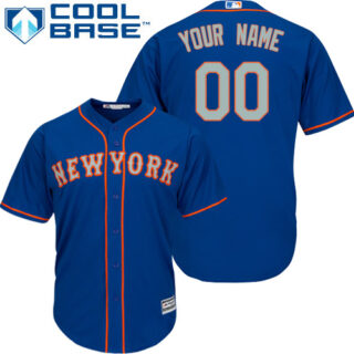 Men's New York Mets Customized Blue With Gray