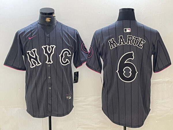 Men's New York Mets Graphite 2024 City Connect Limited Stitched Baseball Jerseys