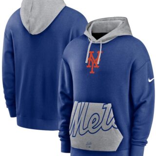 Men's New York Mets Nike Royal Gray Heritage Tri Blend Pullover Hoodie