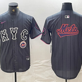 Men's New York Mets Team Big Logo Graphite 2024 City Connect Limited Stitched Baseball Jersey