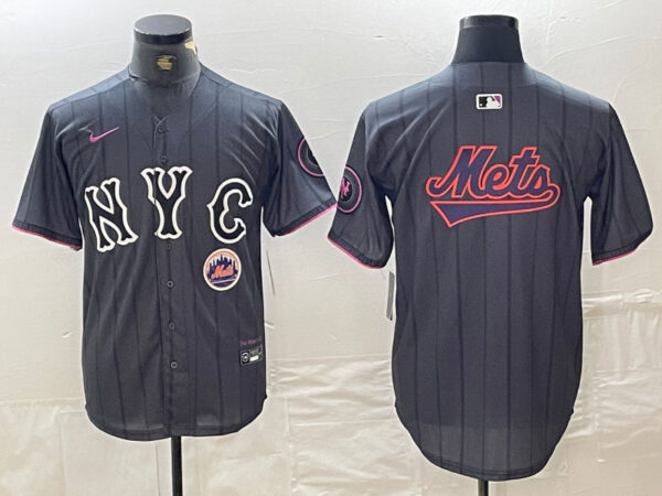 Men's New York Mets Team Big Logo Graphite 2024 City Connect Limited Stitched Baseball Jersey