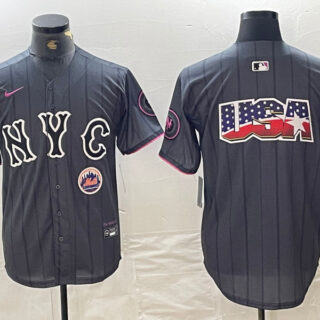 Men's New York Mets Team Big Logo Graphite 2024 City Connect Limited Stitched Baseball Jersey