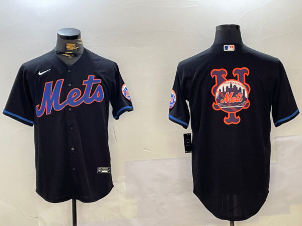 Men's New York Mets Team Big Logo Graphite 2024 City Connect Limited Stitched Baseball Jerseys