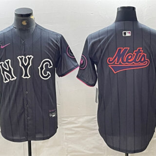 Men's New York Mets Team Big Logo Graphite 2024 City Connect Limited Stitched Baseball Jerseys 1