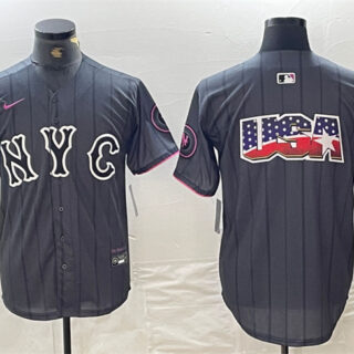 Men's New York Mets Team Big Logo Graphite 2024 City Connect Limited Stitched Baseball Jerseys