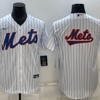 Men's New York Mets White Team Big Logo Cool Base Stitched Baseball Jersey