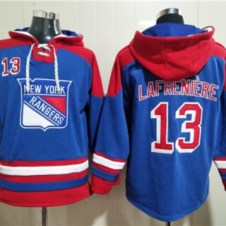 Men's New York Rangers #13 Alexis Lafrenière Blue Ageless Must-Have Lace-Up Pullover Hoodie