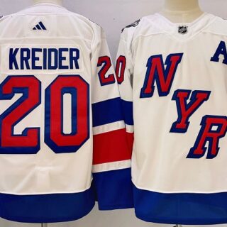 Men's New York Rangers #20 Chris Kreider White 2023-2024 Stadium Series Stitched Jersey