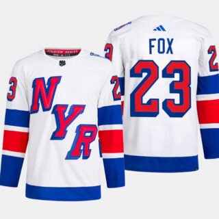 Men's New York Rangers #23 Adam Fox White 2024 Stadium Series Stitched Jersey