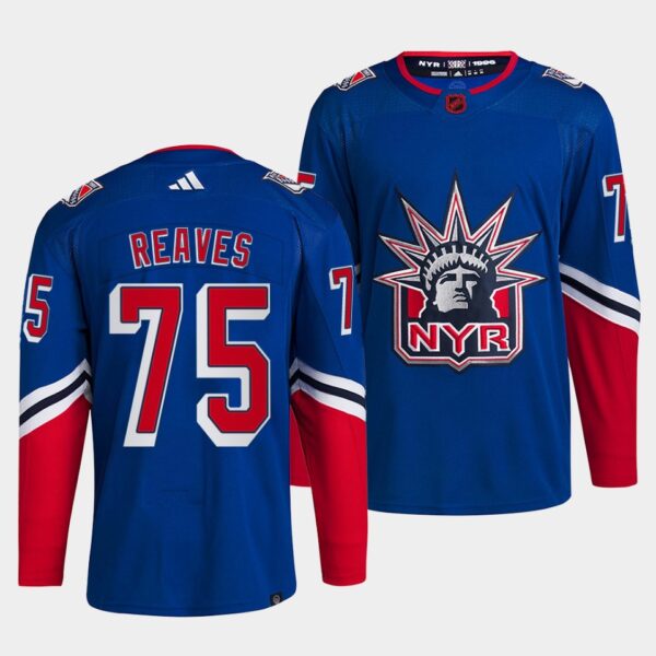 Men's New York Rangers #75 Ryan Reaves Blue 2022 Reverse Retro Stitched Jersey