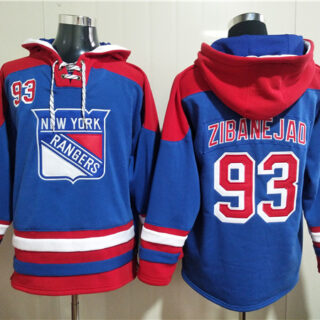 Men's New York Rangers #93 Mika Zibanejad Blue Ageless Must-Have Lace-Up Pullover