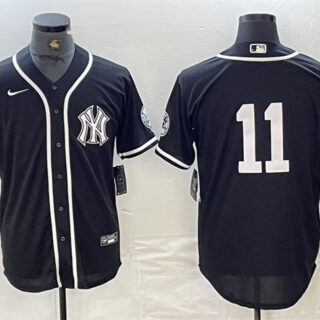 Men's New York Yankees #11 Anthony Volpe Black Cool Base Stitched Baseball Jersey 3