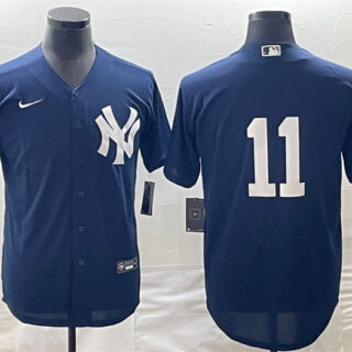 Men's New York Yankees #11 Anthony Volpe Navy Cool Base Stitched Baseball Jersey