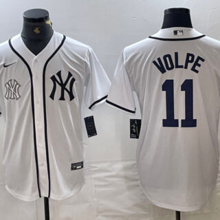 Men's New York Yankees #11 Anthony Volpe White Cool Base Stitched Baseball JerseyS