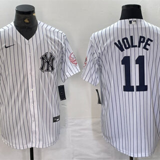Men's New York Yankees #11 Anthony Volpe White Cool Base Stitched Baseball JerseyS