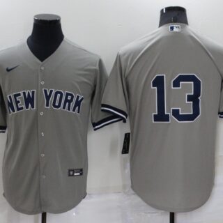 Men's New York Yankees #13 Alex Rodriguez Grey Cool Base Stitched Baseball Jersey