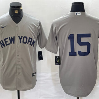 Men's New York Yankees #15 Thurman Munson Grey Cool Base Stitched Baseball Jersey