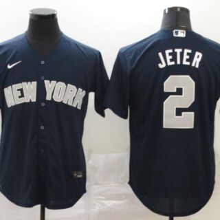 Men's New York Yankees #2 Derek Jeter Navy Cool Base Stitched Jersey