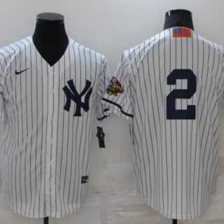 Men's New York Yankees #2 Derek Jeter White 2001 Throwback Cooperstown Collection Stitched MLB Nike Jersey