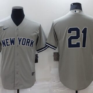 Men's New York Yankees #21 Paul O'Neill Grey Stitched Baseball Jersey