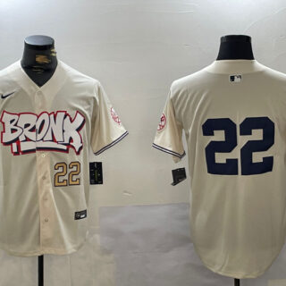 Men's New York Yankees #22 Juan Soto Cream Bronx Graffiti V2 Vapor Limited Stitched Baseball Jerseys